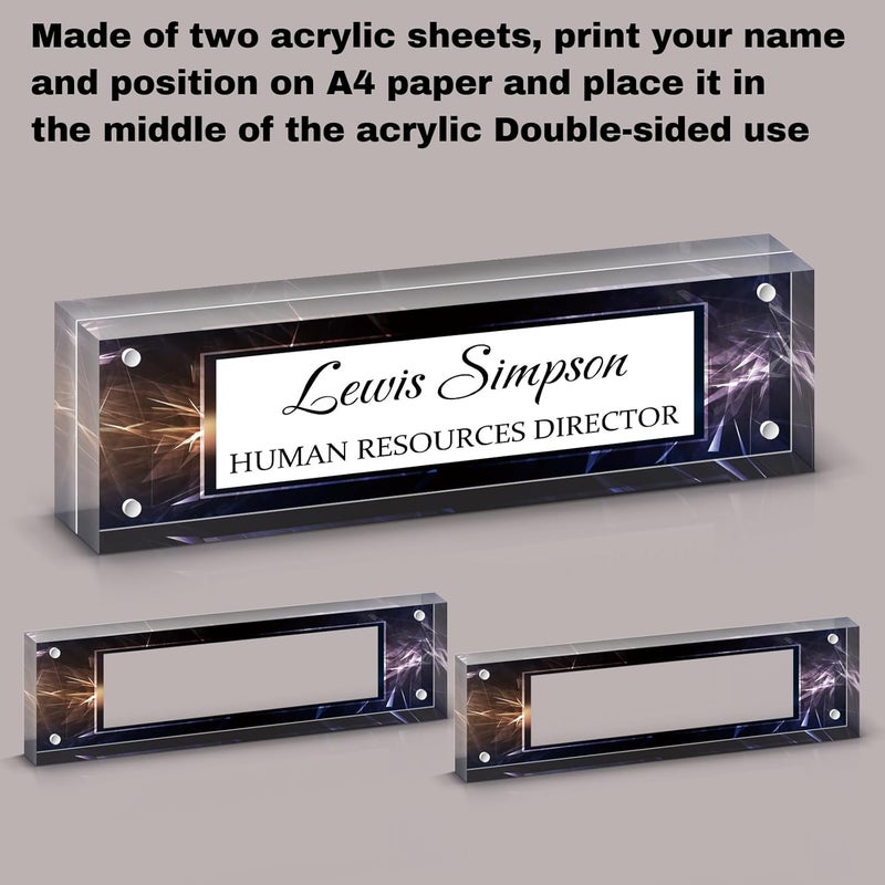 HETOOSHI Name Plate for Desk, Desk Double sided pattern Name Plate Personalized Office Desk Decor for Women and Men, Employee Appreciation Gifts Office Gifts for Boss, Manager, Teacher, Nurse (black) - Image 3